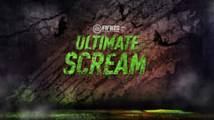 FIFA 20 Ultimate Scream 標誌，在裂開的深色背景上有綠色文字。 — FIFA 世界盃 壁紙