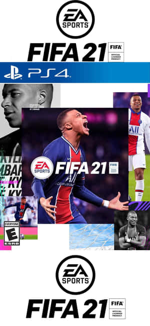 FIFA 21 電子遊戲封面，基利安·麥巴比穿著巴黎聖日耳曼球衣慶祝。 — iPhone 17e 壁紙