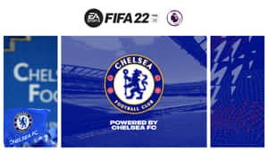 FIFA 22 遊戲封面，帶有切爾西足球俱樂部品牌和球場圖像。 — 切爾西 壁紙