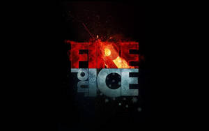FIRE 和 ICE 文字設計，上半部為火紅，下半部為冰藍。 — 火焰與冰 壁紙