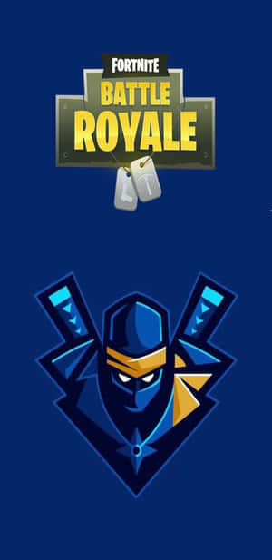 Fortnite Battle Royale 標誌，帶有忍者徽章和狗牌，背景為藍色。 — 要塞英雄 大逃殺 壁紙