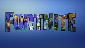 Fortnite 標誌，藍色背景上每個字母內有遊戲場景。 — 酷炫的《要塞英雄》 壁紙