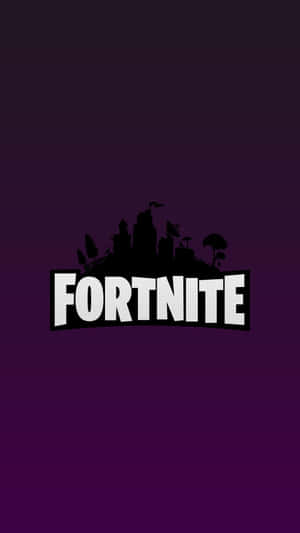 Fortnite 標誌，帶有紫色漸變背景上的天際線剪影。 — 酷炫的《要塞英雄》 壁紙