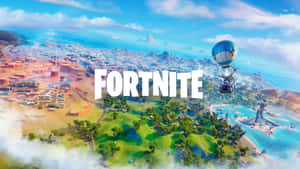 Fortnite 遊戲地圖，熱氣球飛越多樣地形。 — 電玩遊戲 GIF 壁紙