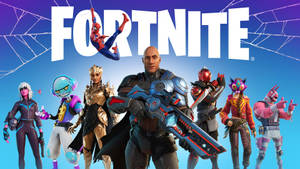 Fortnite 遊戲角色穿著色彩繽紛的服裝，手持武器擺姿勢。