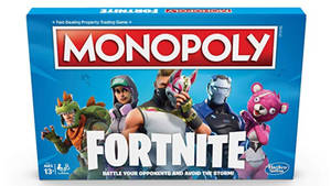 Fortnite大富翁棋盤遊戲盒，內有五個遊戲角色。 — 地產大亨 壁紙