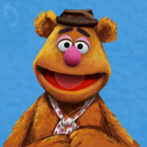 Fozzie Bear 戴著帽子和波點領帶，燦爛地微笑。 — 可愛熊 壁紙