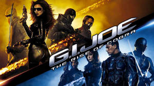 G.I. Joe 團隊身穿戰鬥裝備，手持武器，背景為熾熱和發光藍色。 — 蛇眼 壁紙