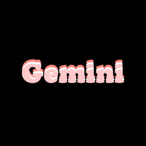 黑色背景上顯示Gemini的粉紅色3D文字