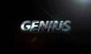 在黑暗背景上帶有鏡頭光暈的閃亮金屬3D字體「genius」。 — 深色主題 壁紙