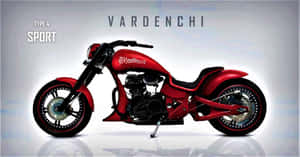 攝影棚環境中帶有 'Bloodhound' 標誌的紅色 chopper 摩托車。 — 改裝摩托車 壁紙