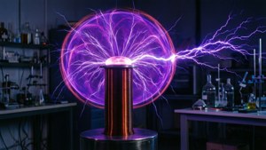 一個在科學實驗室環境中帶有電弧的等離子球。