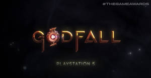 GODFALL 遊戲標誌，帶有 PlayStation 5 文字，背景為黑暗星空。 — 遊戲玩家標誌 壁紙