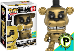 Golden Freddy Funko Pop! 人偶，戴高頂帽和盒子