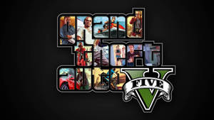 Grand Theft Auto V 遊戲標誌，字母內有角色肖像。 — 電玩遊戲 GIF 壁紙