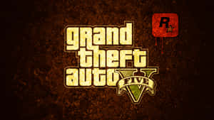 Grand Theft Auto V 遊戲標誌，帶有 Rockstar Games 標誌，位於破裂的牆壁紋理上。 — 電玩遊戲 GIF 壁紙