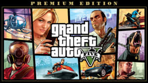Grand Theft Auto V 遊戲封面，以漫畫面板展示角色、車輛和武器。 — 俠盜獵車手V 壁紙