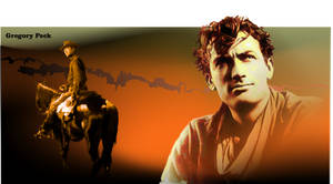 Gregory Peck 在日落時分飾演牛仔騎馬。 — iMac 壁紙