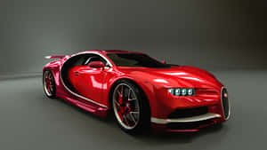 光澤紅色Bugatti超級跑車，在工作室中帶有發光頭燈 — 布加迪 GIF 壁紙