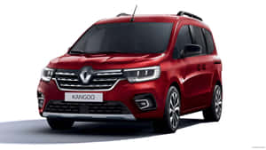 紅色雷諾 Kangoo 客貨車在工作室拍攝，背景乾淨白色並帶有陰影。 — 雷諾 壁紙
