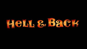 在黑色背景上顯示「Hell & Back」的火橙色裂紋文字 — 霓虹橘 壁紙