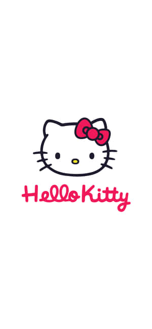 Hello Kitty 角色，帶有粉紅色蝴蝶結和粉紅色字體的名稱。 — S24 Ultra 壁紙