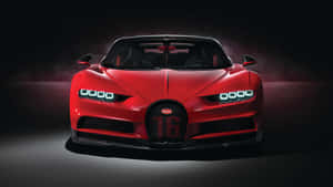 紅色Bugatti超級跑車在黑暗工作室環境中車頭燈發光。 — 布加迪 GIF 壁紙
