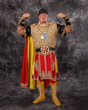 Hulk Hogan 穿著角鬥士服裝在工作室展示肌肉 — 霍克·霍肯 壁紙