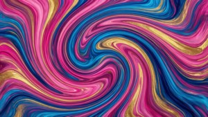 粉紅、藍色和金色抽象數位藝術的動態漩渦