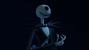 Jack Skellington 穿著他的招牌西裝，站在深藍色星星背景前。 — 傑克·史克林頓 壁紙