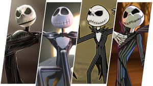 Jack Skellington 以四個不同姿勢穿著其標誌性條紋西裝。 — 傑克·史克林頓 壁紙