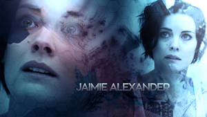 Jamie Alexander 在帶有六邊形網格疊加的碎片化數位肖像中。 — 女演員 壁紙