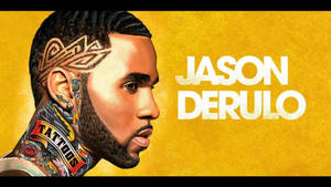Jason Derulo 帶有紋身和金色背景的側面肖像。 — 湯姆·哈迪 壁紙