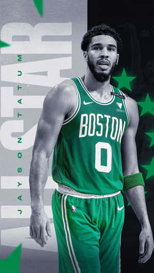 Jayson Tatum 穿著波士頓塞爾提克隊服為體育宣傳圖形擺姿勢。 — 波士頓塞爾提克 壁紙
