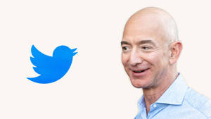 Jeff Bezos 在Twitter標誌旁微笑。 — Twitter 橫幅 壁紙