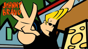 Johnny Bravo 卡通角色做出和平手勢。 — 強尼·布拉沃 壁紙