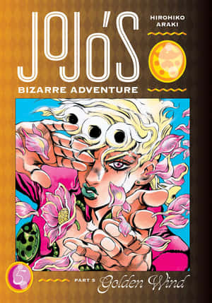 JoJo的奇妙冒險 第5部 黃金之風的動畫封面， featuring 一個金髮角色和粉紅花朵。 — iPhone Duo 壁紙