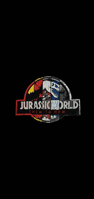 Jurassic World 標誌以恐龍圖像展示從過去到現在。 — 侏羅紀世界：統霸天下 壁紙