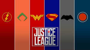Justice League 標誌與彩色條紋上的超級英雄符號。 — 正義聯盟 壁紙