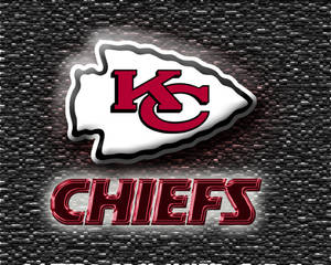 Kansas City Chiefs 標誌，帶有發光紅色文字，背景為紋理灰色。 — 堪薩斯城酋長隊 壁紙