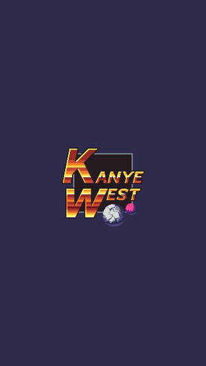 Kanye West 像素藝術標誌，帶有漸變文字和地球，背景為深紫色 — Off white 標誌 壁紙