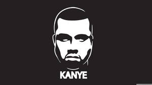 黑色背景上 Kanye West 臉部和名字的白色極簡圖形。 — Off white 標誌 壁紙