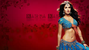 Katrina Kaif 穿著傳統印度服裝，在紅色花卉背景前擺姿勢。 — 克洛伊·卡戴珊 壁紙