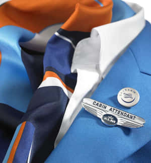 KLM 機艙服務員制服，配有 SkyTeam 徽章及彩色圍巾。 — Galaxy Z Flip 8 壁紙