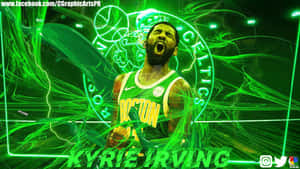 Kyrie Irving 身穿波士頓塞爾提克球衣，被綠色霓虹能量包圍。 — 凱里·厄文 壁紙