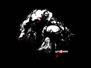 Left 4 Dead 的殭屍和倖存者，以帶有血跡的深色圖形風格呈現。 — 黑白小丑 壁紙