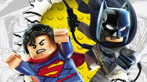 LEGO 超人與蝙蝠俠以漫畫風格的動作姿勢出現。 — 未來蝙蝠俠 GIF 壁紙