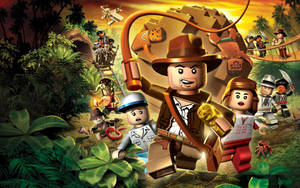 LEGO印第安納瓊斯與團隊在叢林冒險中發現金色文物。 — 印第安納瓊斯 壁紙