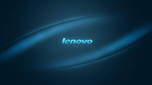 Lenovo 標誌居中在藍色弧形背景上，帶有發光的高光。