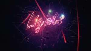 黑暗背景上帶電火花的霓虹字詞lights — 霓虹 壁紙